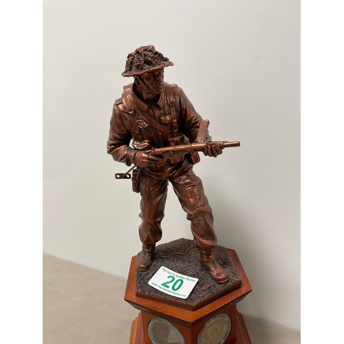 20 - Danbury mint “ The Liberator” Bronze effect sculpture on wooden plinth With coin insets