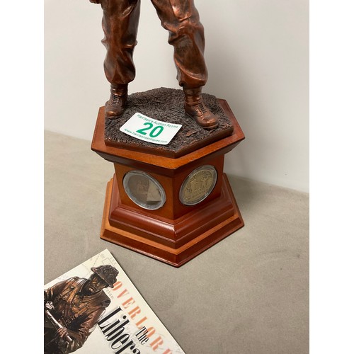 20 - Danbury mint “ The Liberator” Bronze effect sculpture on wooden plinth With coin insets