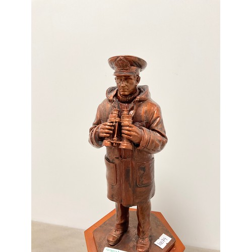25 - Danbury mint “ Defenders of the sea” Bronze effect sculpture on wooden plinth with coin inset.