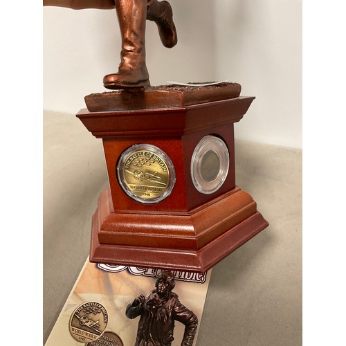 30 - Danbury mint “ Scramble” Bronze effect sculpture on a wooden plinth With coin in set