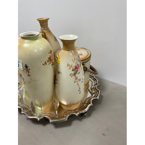 35 - Tray Vintage crown Devon Fieldings Vases,jug,Biscuit Barrel. tray not included