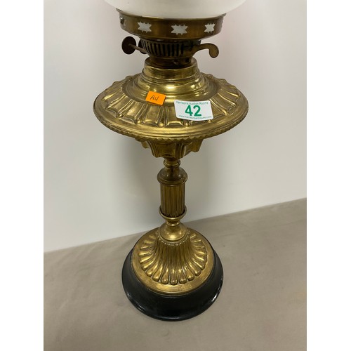 42 - Victorian/Edwardian Oil lamp and shade with funnel