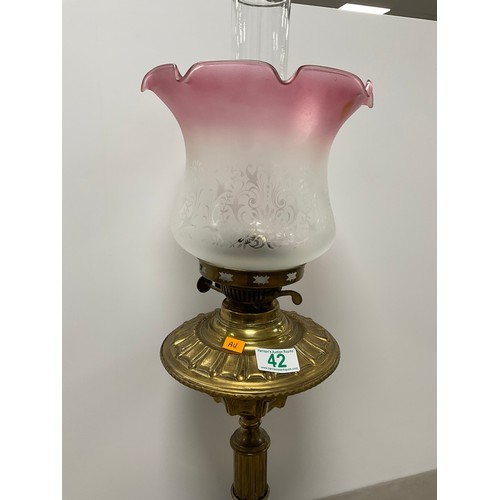 42 - Victorian/Edwardian Oil lamp and shade with funnel