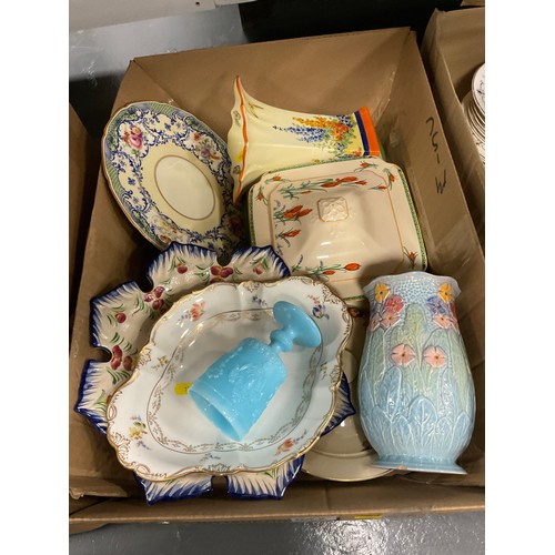 49 - Three boxes, China and pottery dinner service etc