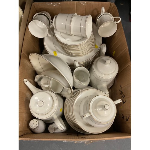 49 - Three boxes, China and pottery dinner service etc