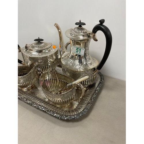 51 - Silver plated tea/Coffee set on silver plated tray