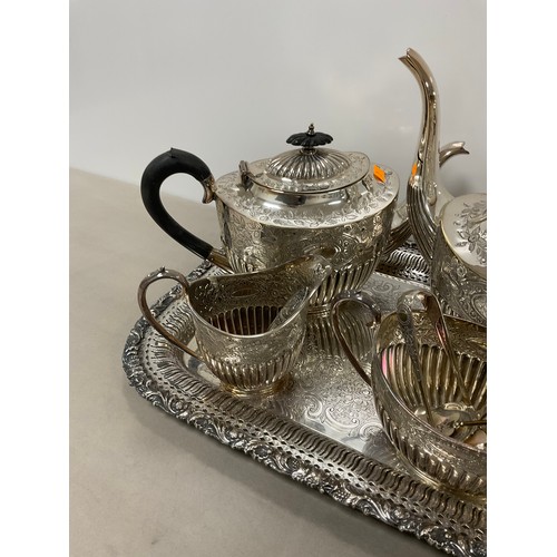 51 - Silver plated tea/Coffee set on silver plated tray