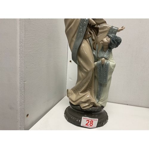 28 - Nao by Lladro Japanese mother and daughter porcelain figurine model number 0279 approx 15’’ high