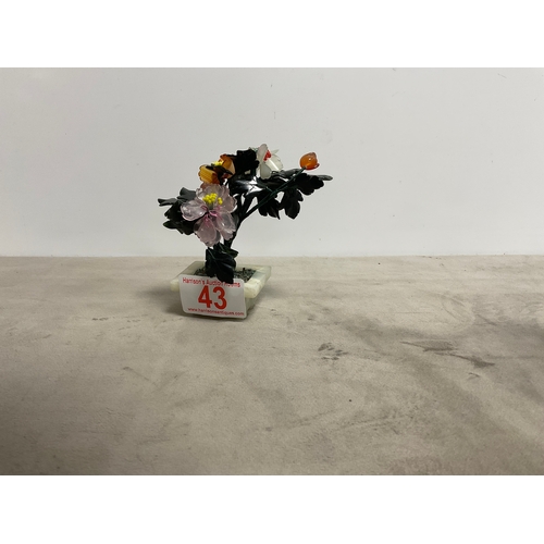 43 - 3 Jade and hard stone Chinese style miniature bonsai trees