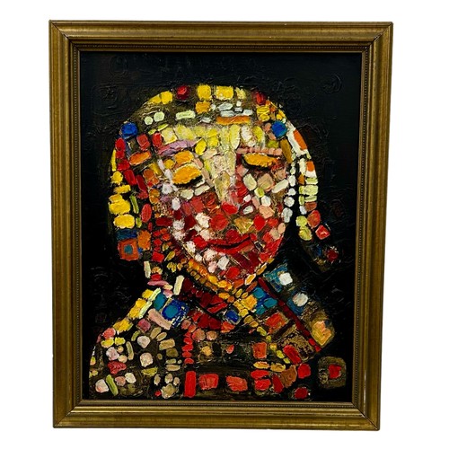 2 - Nadira Azzouz (Iraqi/British 1927-2020), 'Clown', 1995, oil on canvas, framed, signed in Arabic 'Nad... 