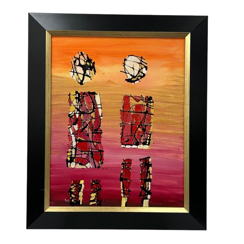 5 - Nadira Azzouz (Iraqi/British 1927-2020), 'Two Children', 2007, mixed media on canvas, framed, signed... 