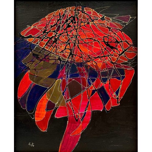 18 - Nadira Azzouz (Iraqi/British 1927-2020), 'Red Hat', 2010, oil on canvas, framed, signed in Arabic 'N... 