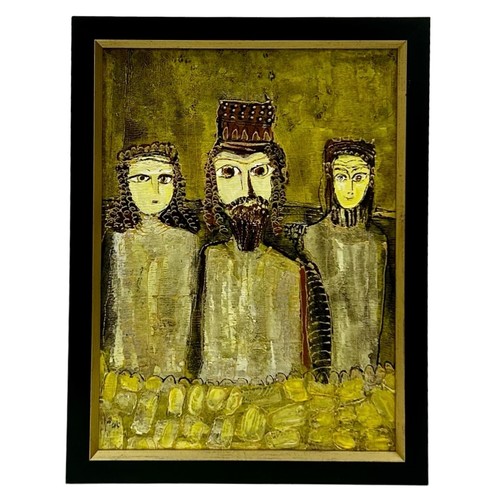 30 - Nadira Azzouz (Iraqi/British 1927-2020), 'Out of History', 2006, acrylic on canvas, framed, signed i... 