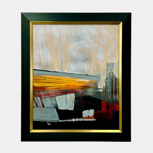 46 - Nadira Azzouz (Iraqi/British 1927-2020), 'Harbour', 2011, acrylic on canvas, framed, signed in Arabi... 