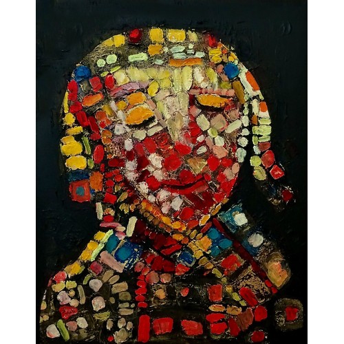 2 - Nadira Azzouz (Iraqi/British 1927-2020), 'Clown', 1995, oil on canvas, framed, signed in Arabic 'Nad... 