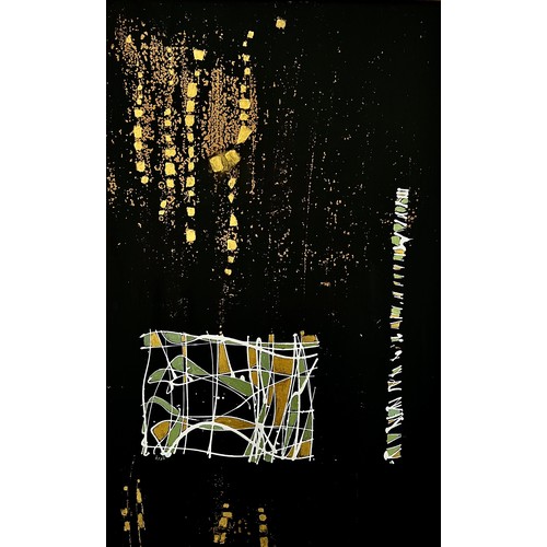 11 - Nadira Azzouz (Iraqi/British 1927-2020), 'Golden Rain 2', 2005, mixed media on MDF, framed, signed i... 