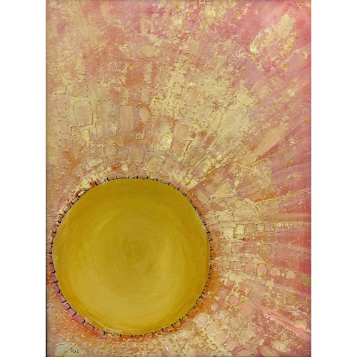 64 - Nadira Azzouz (Iraqi/British 1927-2020), 'Rising Sun', 2009, acrylic on canvas, framed, signed in Ar... 