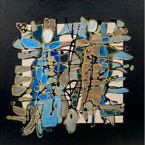 58 - Nadira Azzouz (Iraqi/British 1927-2020), 'Trapped 1', 2009, mixed media on canvas, framed, signed in... 