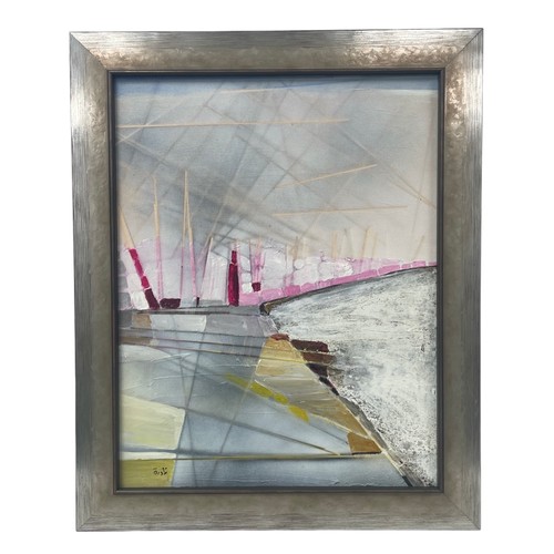 51 - Nadira Azzouz (Iraqi/British 1927-2020), 'Pink Landscape', 2011, acrylic on canvas, framed, signed i... 