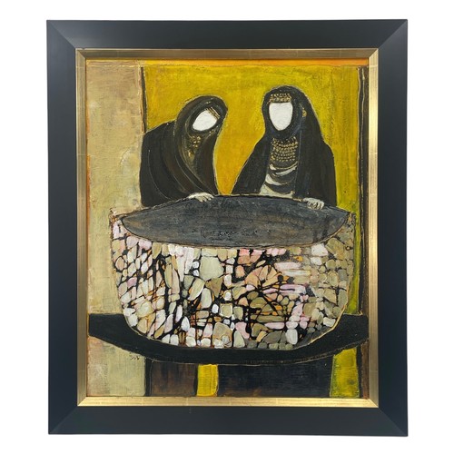 103 - Nadira Azzouz (Iraqi/British 1927-2020), 'Arab Women Cooking', 2005, oil on canvas, framed, signed i... 