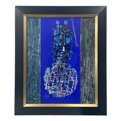 108 - Nadira Azzouz (Iraqi/British 1927-2020), 'Circus Act', 2007, mixed media on canvas, framed, signed i... 