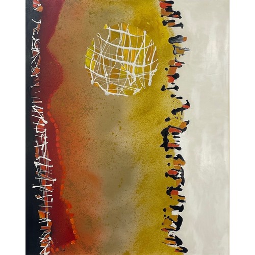 116 - Nadira Azzouz (Iraqi/British 1927-2020), 'Empire of the Sun', 2005, mixed media on board, framed, si... 