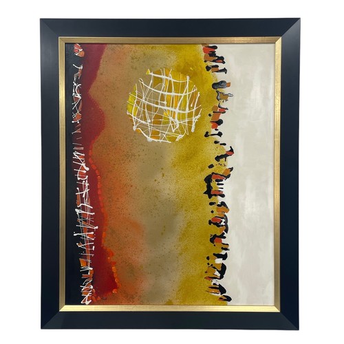 116 - Nadira Azzouz (Iraqi/British 1927-2020), 'Empire of the Sun', 2005, mixed media on board, framed, si... 