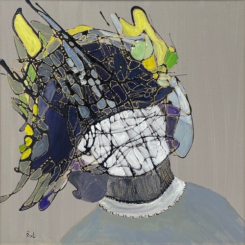 39 - Nadira Azzouz (Iraqi/British 1927-2020), 'Zina', 2010, mixed media on canvas, framed, signed in Arab... 