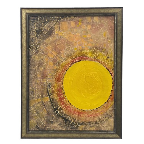 74 - Nadira Azzouz (Iraqi/British 1927-2020), 'Sun Rays', 2009, acrylic on canvas, framed, signed in Arab... 