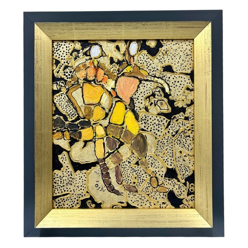 49 - Nadira Azzouz (Iraqi/British 1927-2020), 'Golden Figures', 2007, mixed media on canvas, framed, sign... 