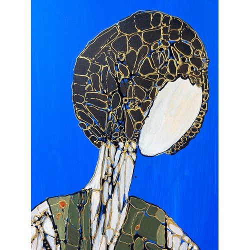 125 - Nadira Azzouz (Iraqi/British 1927-2020), 'Admiring The Tree', 2007, acrylic on canvas, framed, signe... 