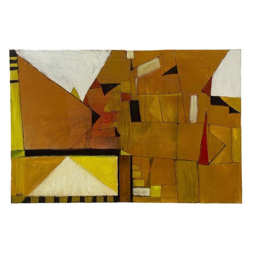 98 - Nadira Azzouz (Iraqi/British 1927-2020), 'Geometrical Design', 2013, oil on canvas, unframed, signed... 