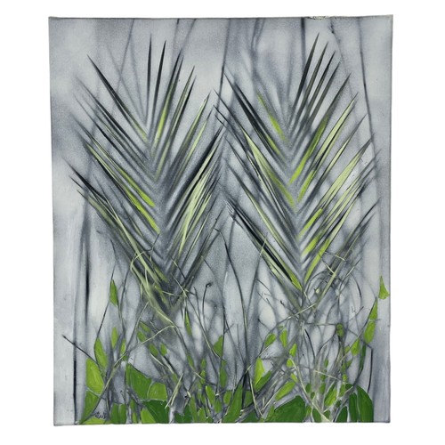 134 - Nadira Azzouz (Iraqi/British 1927-2020), 'Palm Leaves', 2014, acrylic on canvas, unframed, signed in... 