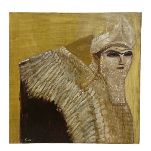 137 - Nadira Azzouz (Iraqi/British 1927-2020), 'From Ancient Ninewa', 2015, acrylic on canvas, unframed, s... 