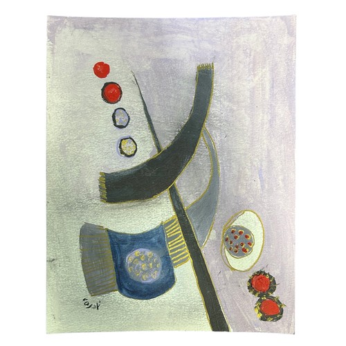 162 - Nadira Azzouz (Iraqi/British 1927-2020), a group of six 1980s-90s mixed media, oil or acrylic on pap... 