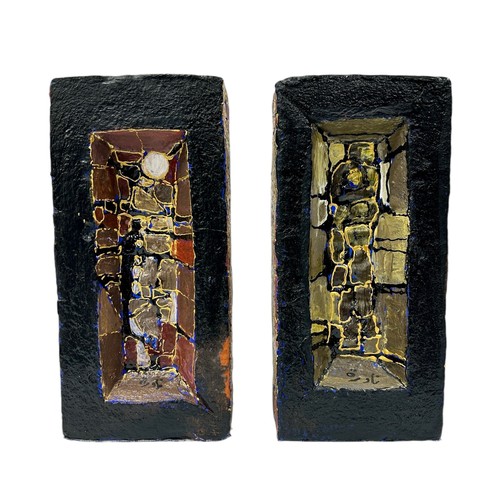 45 - Nadira Azzouz (Iraqi/British 1927-2020), 'Building Dreams 1', 2007, acrylic on a pair of house brick... 