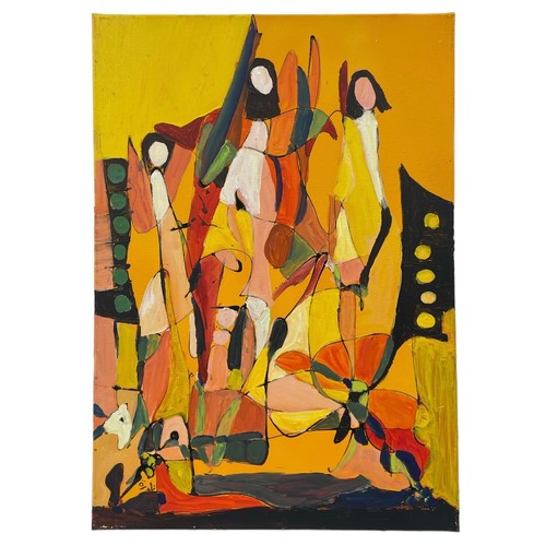 185 - Nadira Azzouz (Iraqi/British 1927-2020), a group of three unframed figurative paintings, comprising ... 