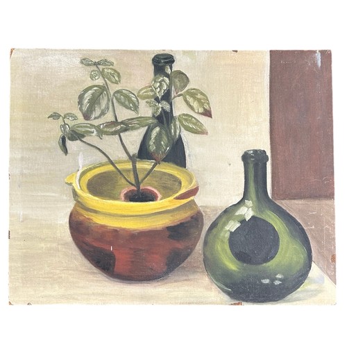 202 - Nadira Azzouz (Iraqi/British 1927-2020), two early still life paintings, comprising 'Still Life: Bot... 