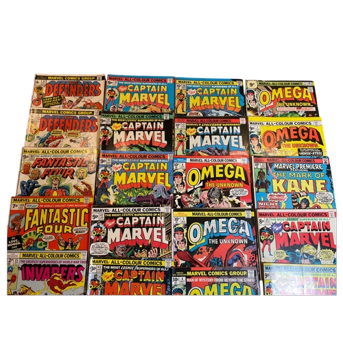 2 - A collection of 25 vintage superhero comics, mainly Marvel titles as shown, including 'The Defenders... 