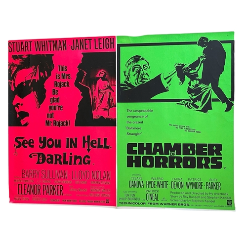 33 - A 1966 UK double bill 'See You In Hell Darling' & 'Chamber Of Horrors' quad movie / film poster,... 