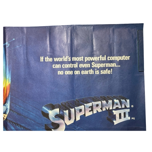 38 - An original 1983 Christopher Reeve 'Superman III' UK quad movie / film poster, featuring Richard Pry... 