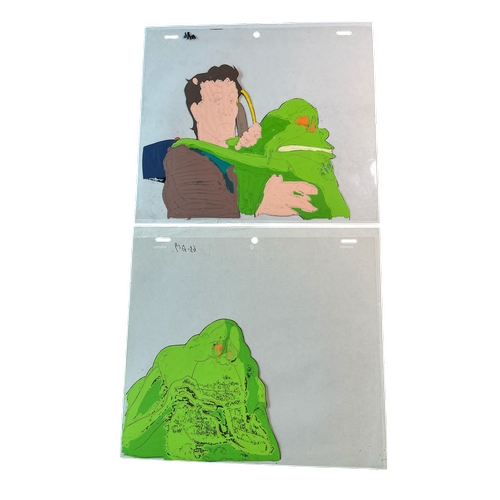 45 - Two original 1980s 'Real Ghostbusters' cartoon Filmation TV art animation cels, screen used, featuri... 