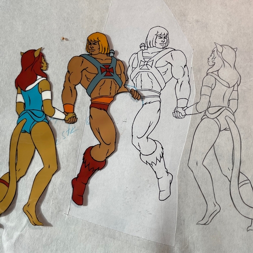 47 - Six original 1980s Filmation 'He-Man Masters Of The Universe' Motu Art animation TV cartoon cels scr... 