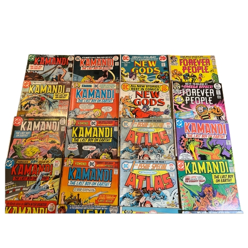 52 - A collection of 25 vintage DC superhero comic books featuring mixed titles including 'NEW GODS', 'Sw... 