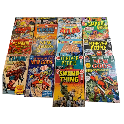 52 - A collection of 25 vintage DC superhero comic books featuring mixed titles including 'NEW GODS', 'Sw... 