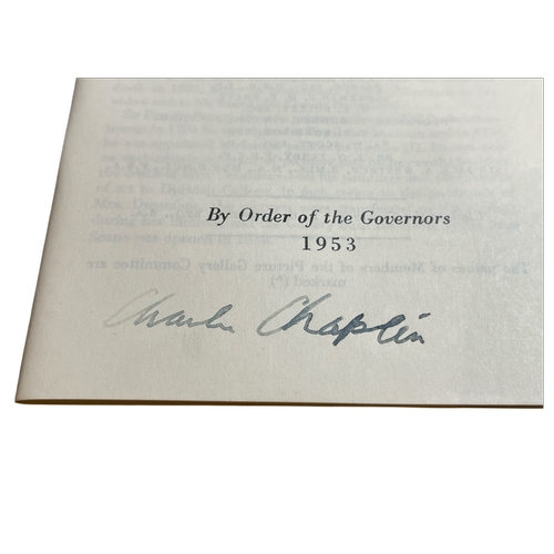 60 - Original 1953 Comedy Actor 'Charlie Chaplin' hand signed Dulwich College (UK) picture gallery book /... 