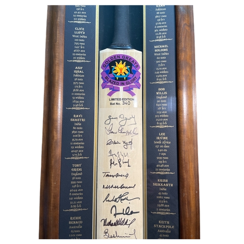 62 - A F&G Golden Greats 'Blazed In Glory' signed cricket bat sporting legends autograph display, lim... 