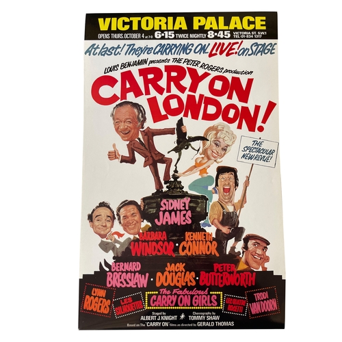 67 - An original 1973 'Carry On London' Victoria Palace theatre poster (rolled), starring Sid James, Barb... 