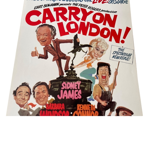 67 - An original 1973 'Carry On London' Victoria Palace theatre poster (rolled), starring Sid James, Barb... 