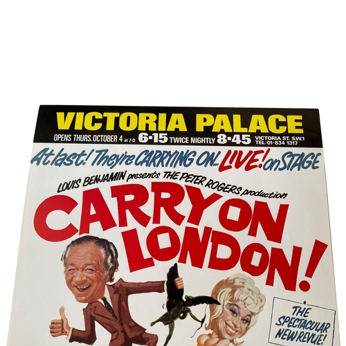 67 - An original 1973 'Carry On London' Victoria Palace theatre poster (rolled), starring Sid James, Barb... 